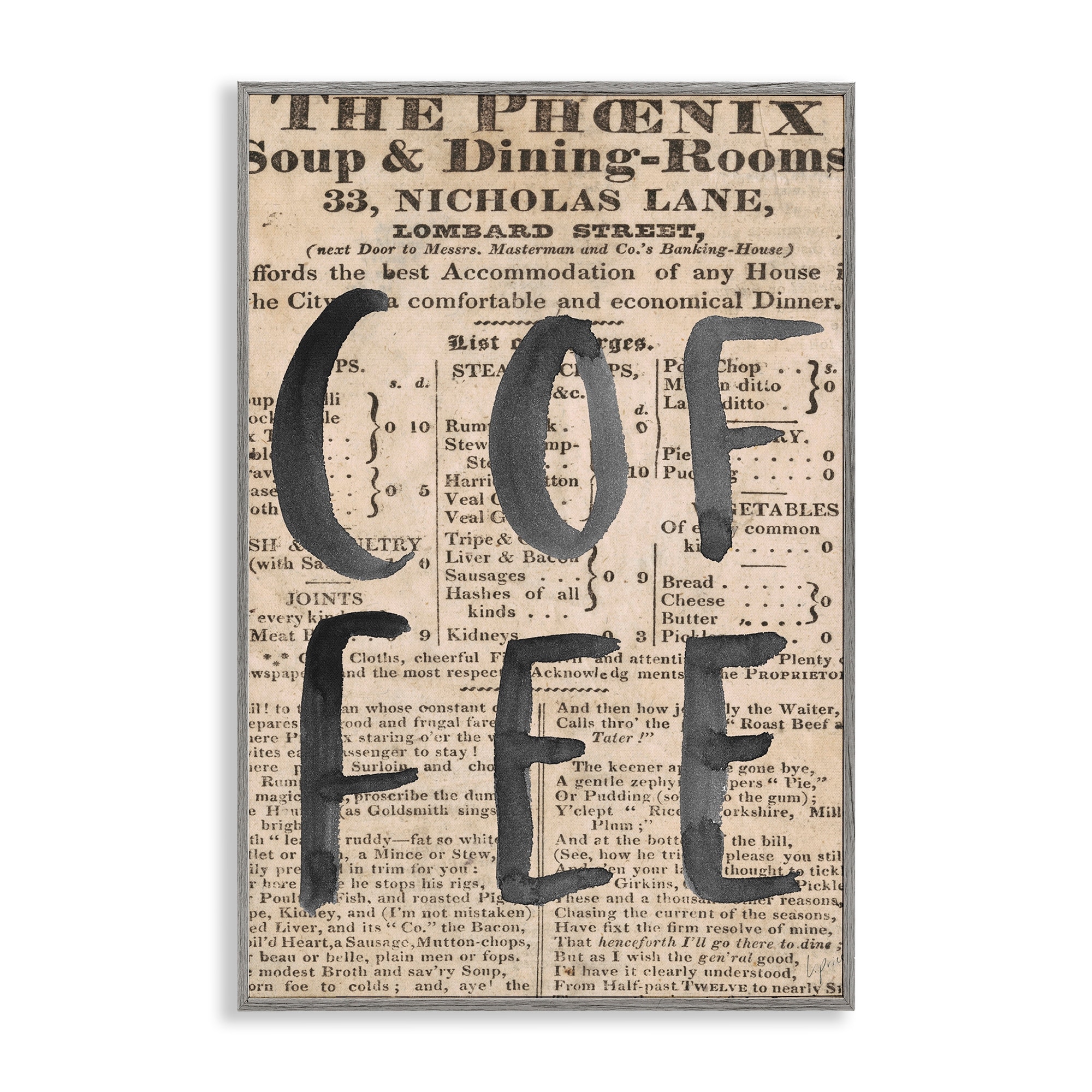 Stupell Vintage Coffee Newspaper Framed Giclee Art Design By Lucille Price