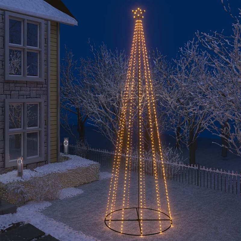 vidaXL Christmas Cone Tree Decoration Artificial Christmas Tree with LEDs - 63" x 196.9" - Warm white