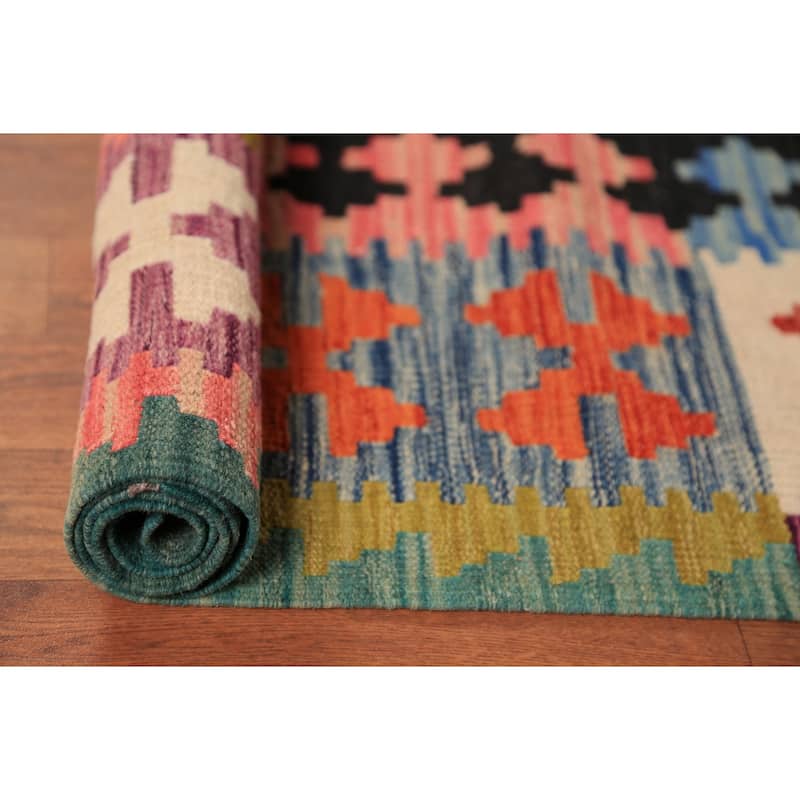 South Western Style Kilim Oriental Rug Flatweave Wool Carpet - 7'11"x 9'10"