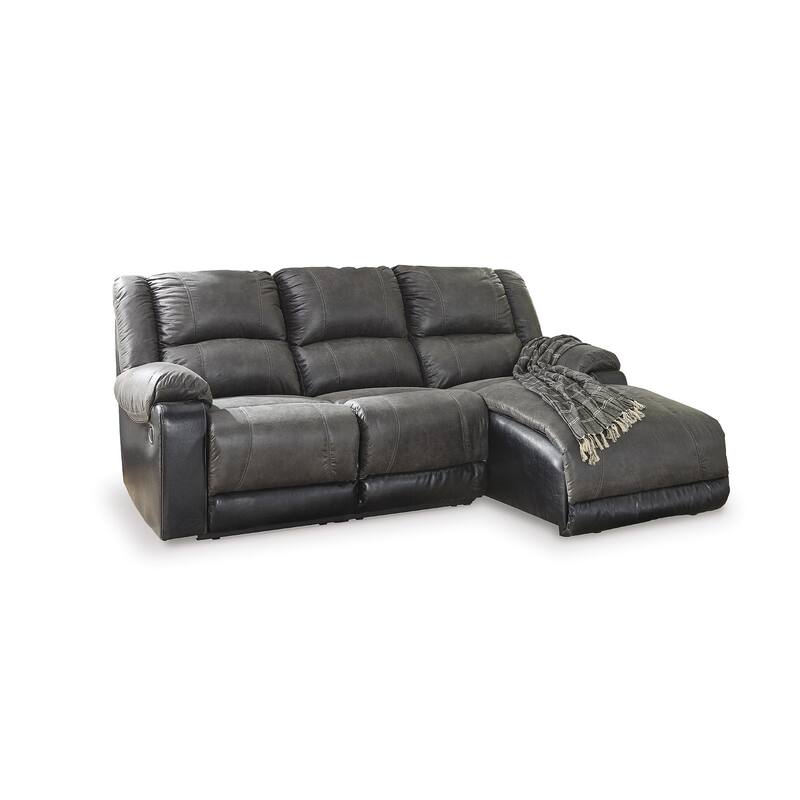 Signature Design by Ashley Nantahala Gray 3-Piece Reclining Sectional with Chaise - 88"W x 63"D x 40"H