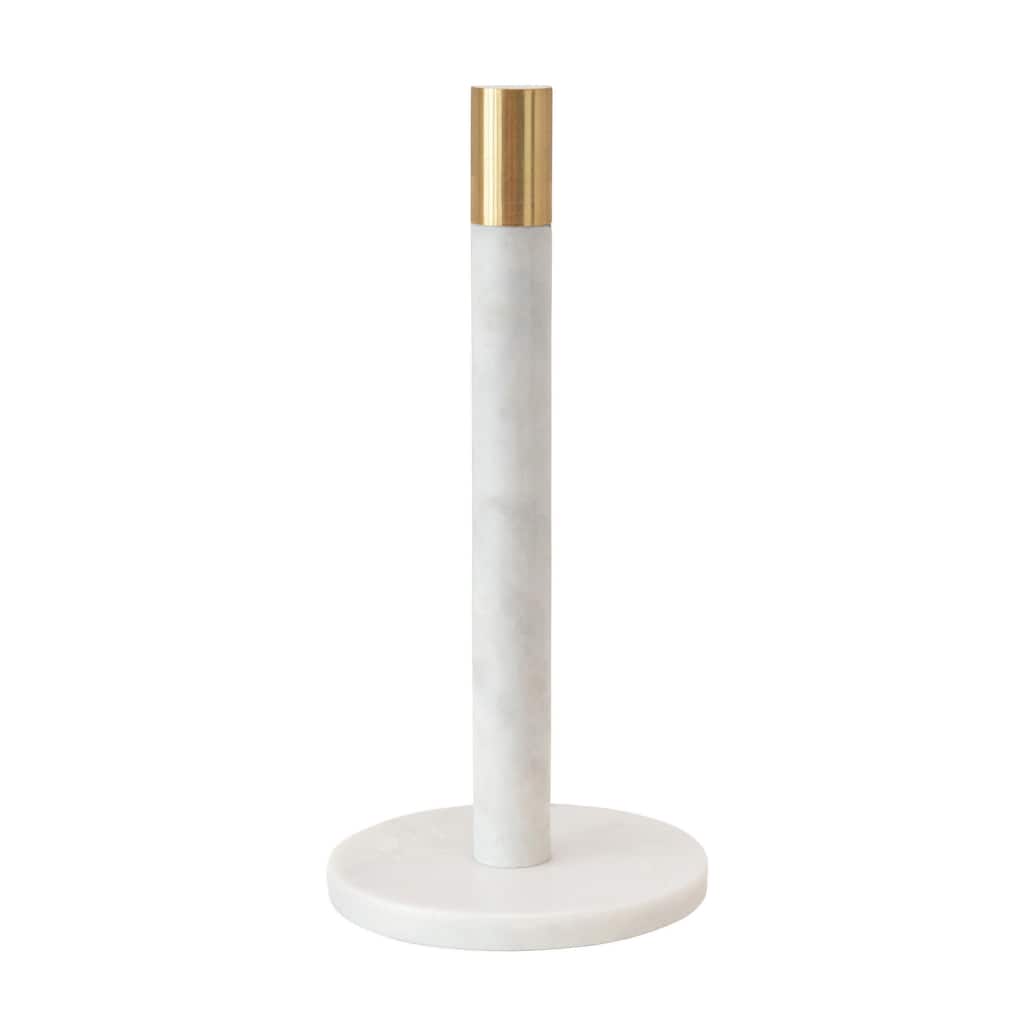 Marble Paper Towel Holder with Brass Accent Band