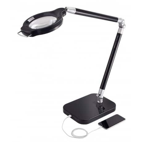 Ultra Reach Magnifier LED Desk Lamp, Black