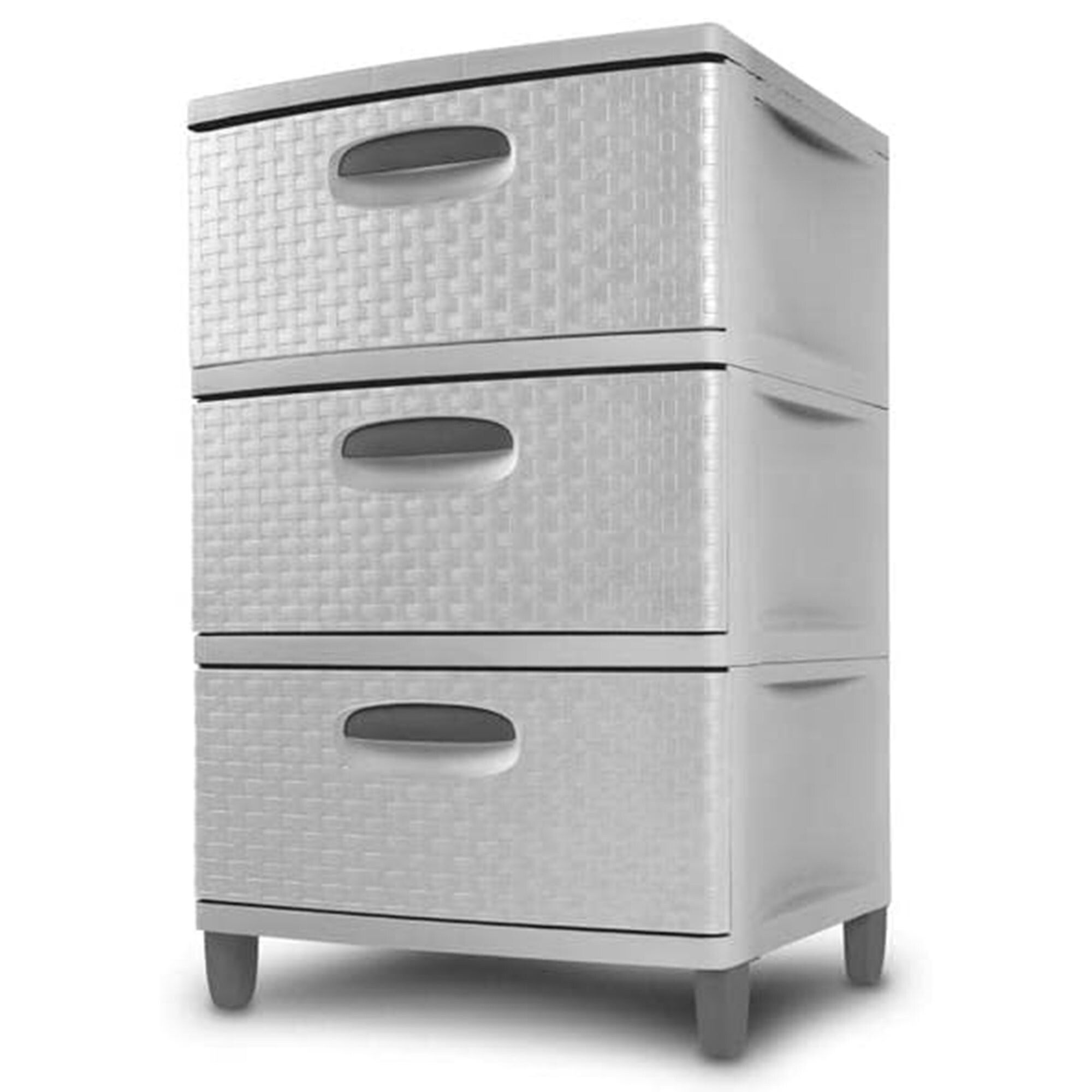 Sterilite 3 Drawer Weave Storage Tower Plastic Organizer Dresser Drawers,  Cement - Gray - 21 - Bed Bath & Beyond - 39181915