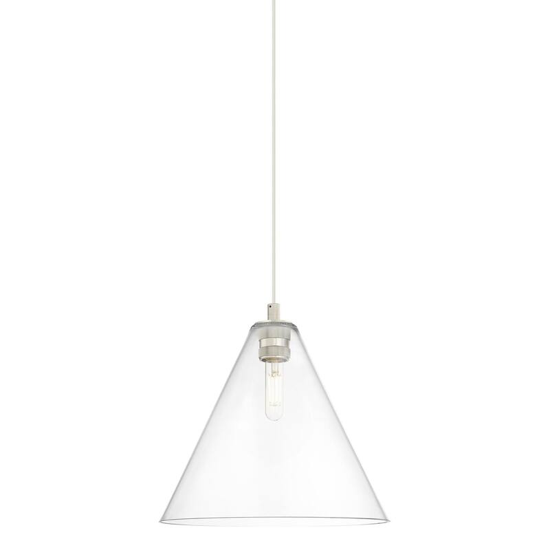Innovations Lighting 434-1P-15-16 Crown Point Pendant Cone Crown Point - Polished Nickel / Clear