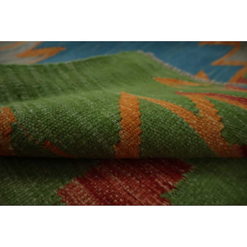 Hand Woven Oriental 100% Wool Carpet Southwestern Modern Multi-Colored Kilim Area Rug - 8' 9'' X 5' 10''
