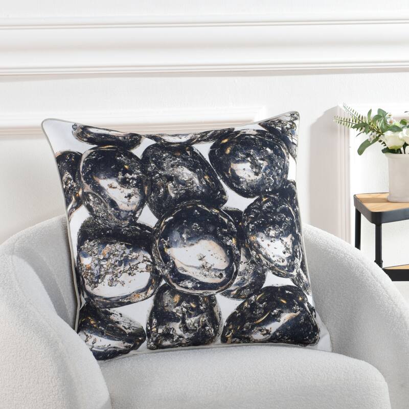 StyleCraft Norman Wyatt Home - Pebble Stone Print Pillow - Black