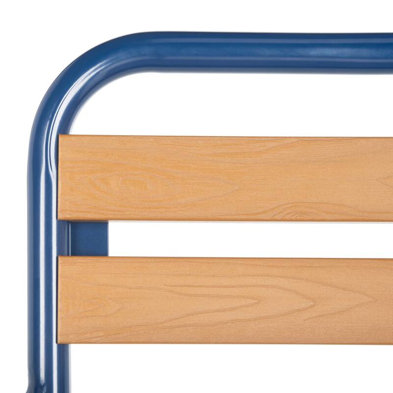 SAFAVIEH Outdoor Keara Chair - Brown / Navy (Set of 2) - 21.7"x23.2"x33" - 22Wx23Dx33H