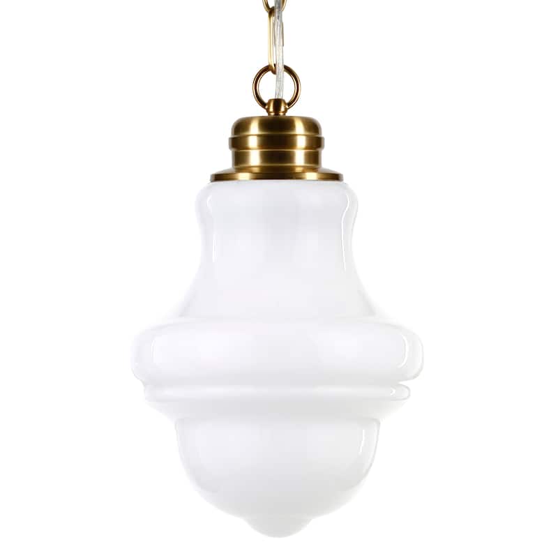 Annie Brass and White Milk Glass Pendant - Brass/Milk Glass