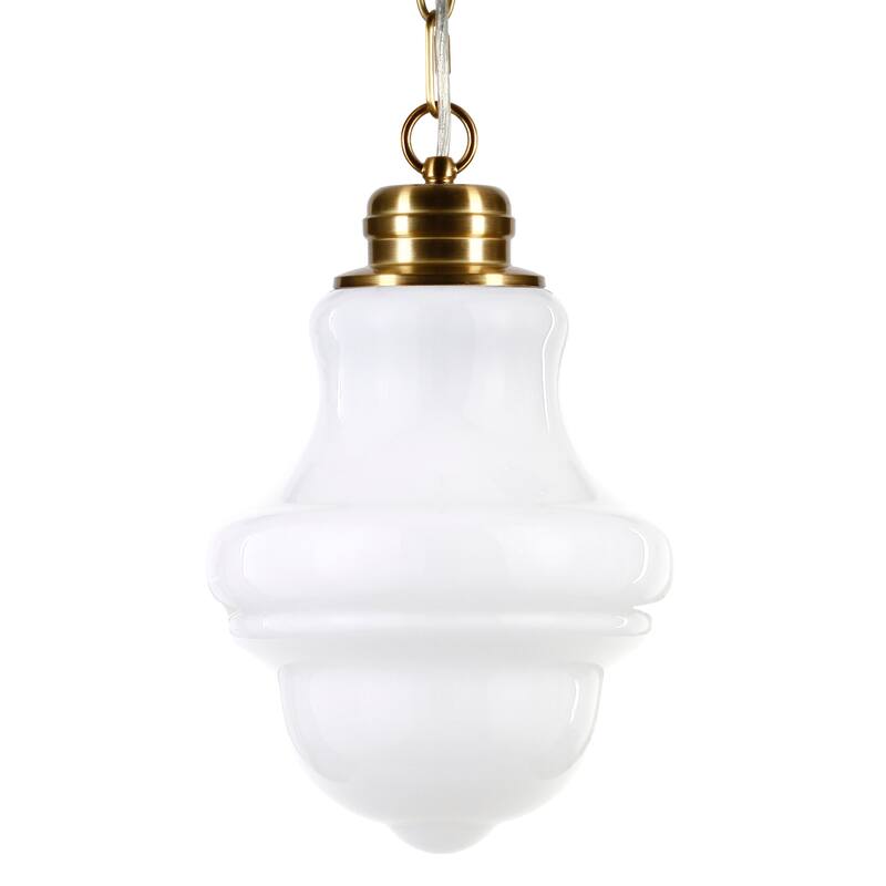 Annie Brass and White Milk Glass Pendant - Brass/Milk Glass
