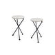 preview thumbnail 2 of 5, Los Feliz Outdoor Round Portable Foldable Acacia Wood Side Table (Set of 2) by Christopher Knight Home