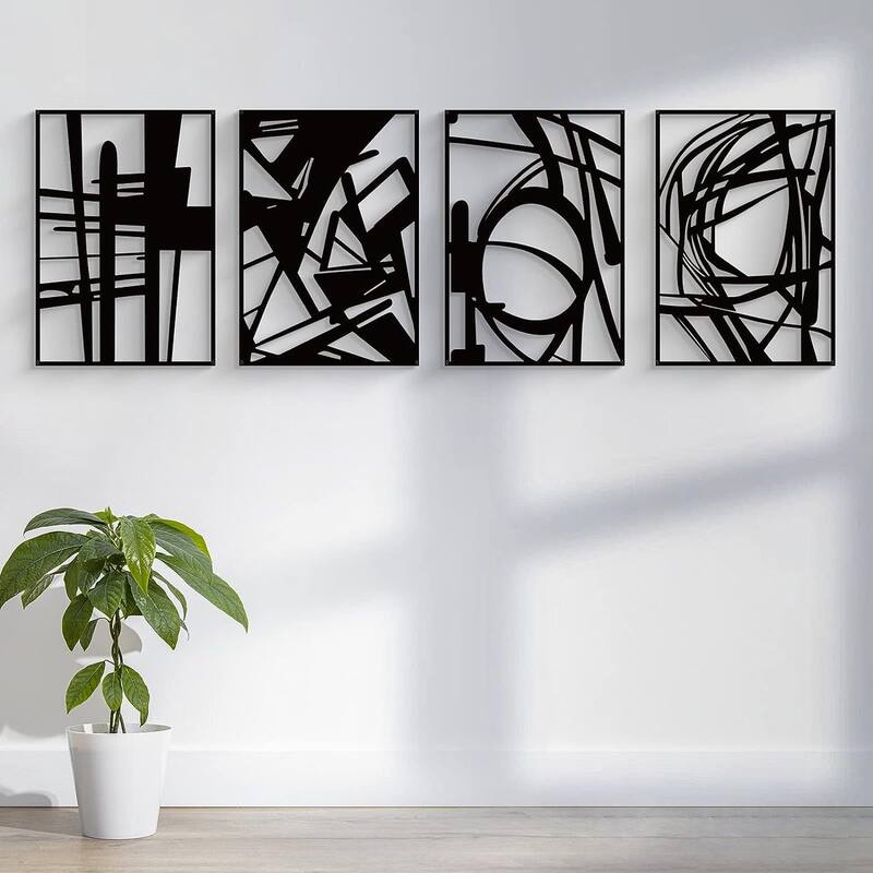 Black abstract metal wall art decoration Bed Bath & Beyond 39578628