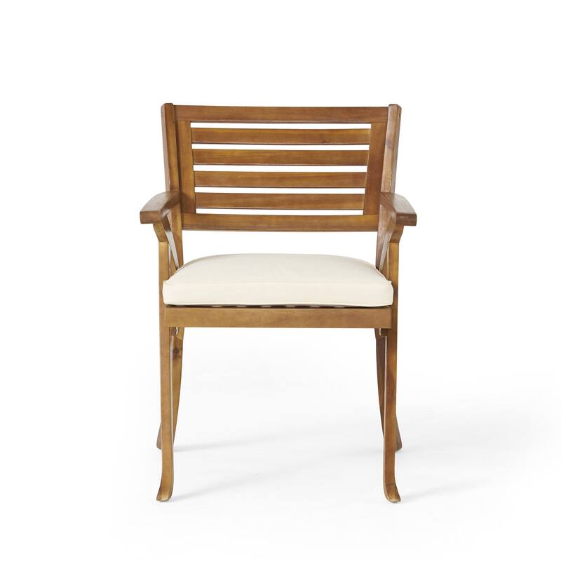 Christopher Knight Home - Elysande Outdoor Acacia Wood 7 Piece Dining Set with Rattan Legs and Water Resistant Cushions