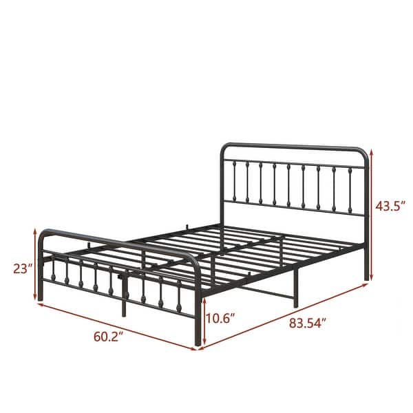 dimension image slide 0 of 3, Modern Metal Platform Bed Frame with Headboard No Box Spring Needed Twin BLACK