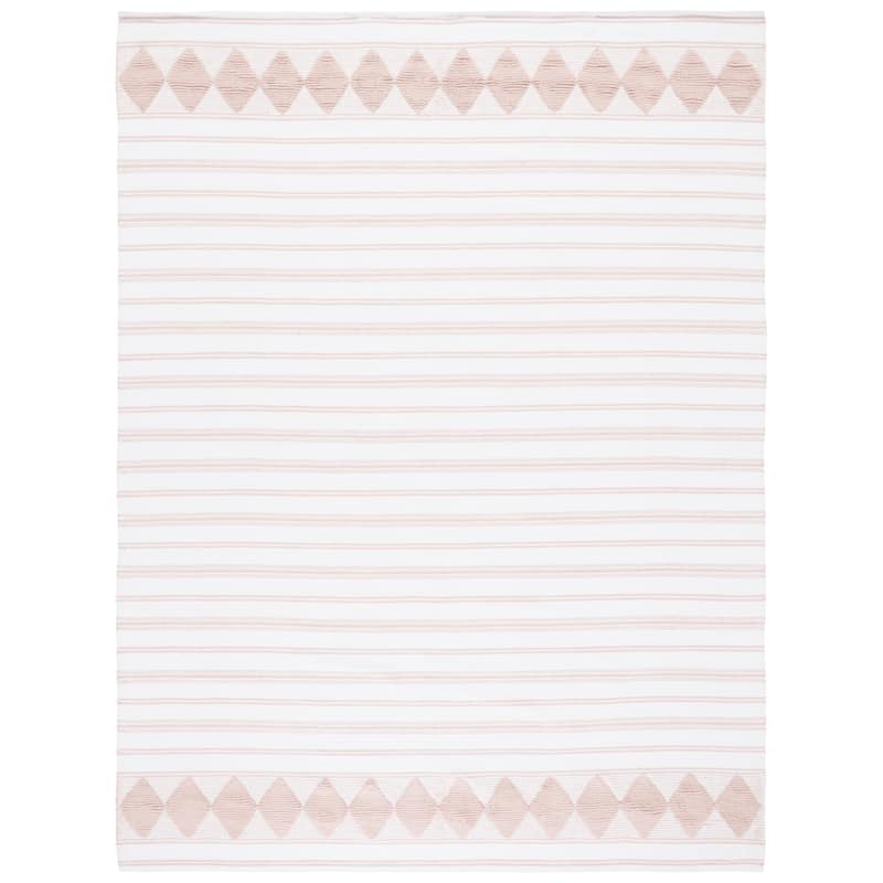 SAFAVIEH Handmade Flatweave Montauk Sietske Boho Stripe Cotton Rug - 6' x 9' - Pink/Ivory