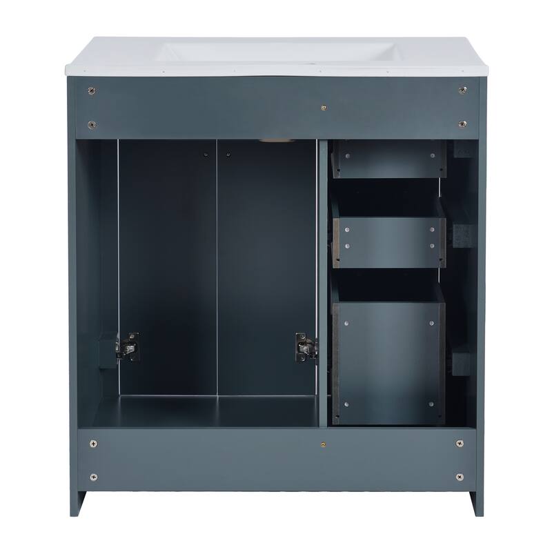 30" Wood Bathroom Vanity with Ceramic Sink and 3 Drawers