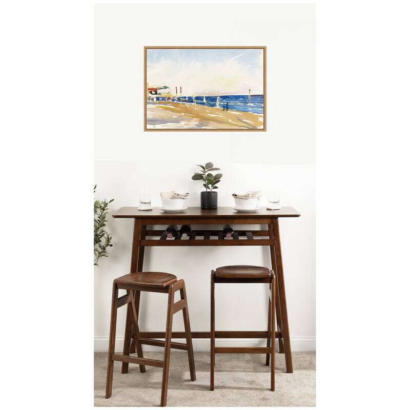 Kate and Laurel Lido of Venice no date Giovanni Giacometti by Nostalgia Prints Framed Canvas Wall Art Print