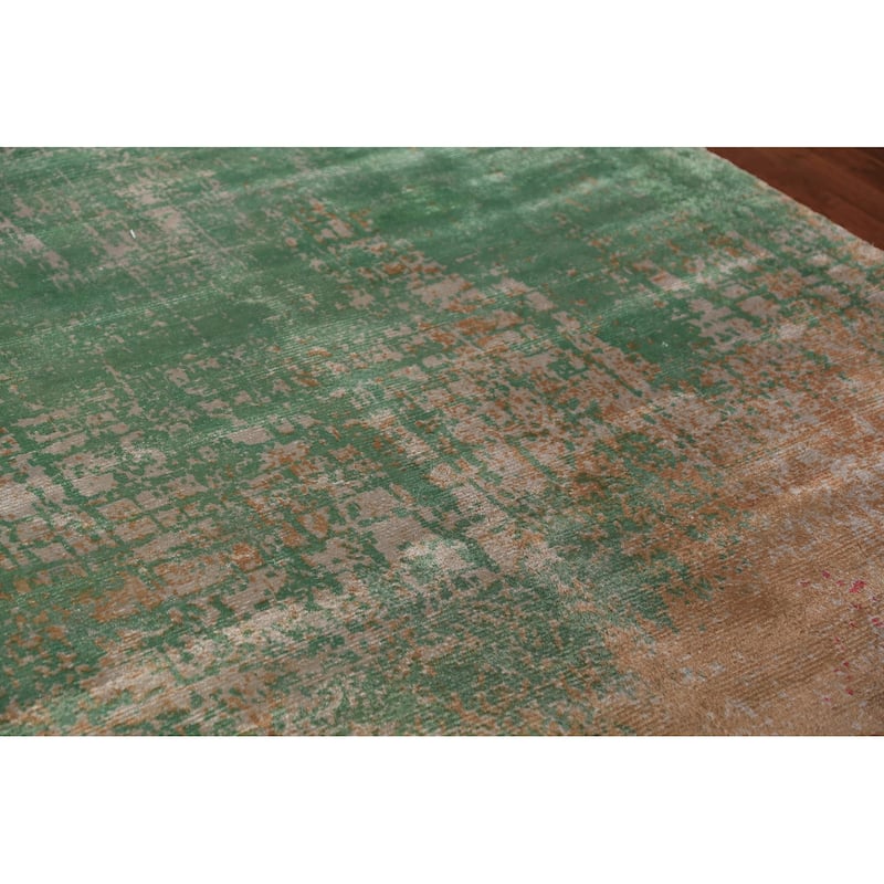 Multicolor Abstract Indian Area Rug Hand-Knotted Wool Carpet - 6'7"x 8'2"