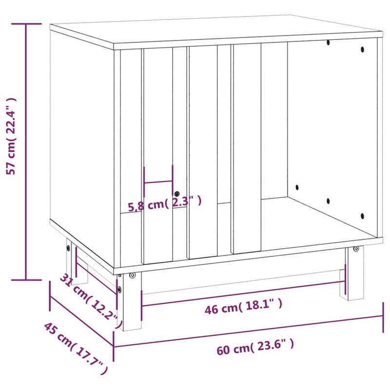 vidaXL Dog House White Solid Pine Wood 23.6 x 17.7 x 22.4 in Durable