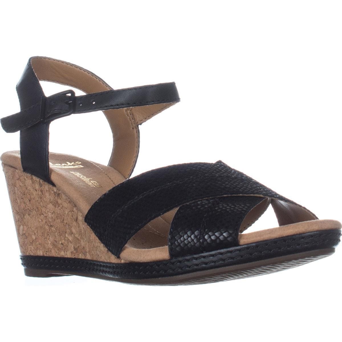 clarks leather comfort wedge sandals