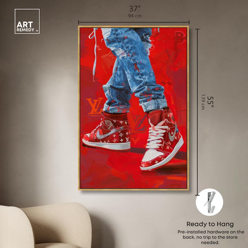 Bold Red Glam Sneakers Canvas by Art Remedy