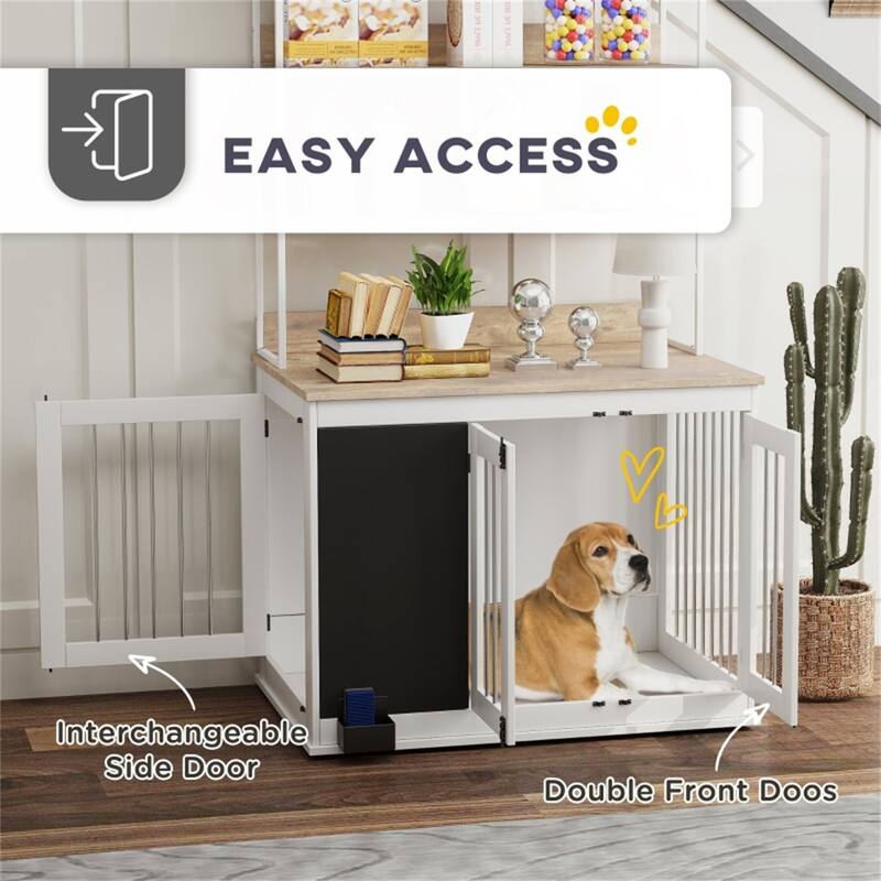 White Furniture-Style Dog Crate Doubles As A Side Table