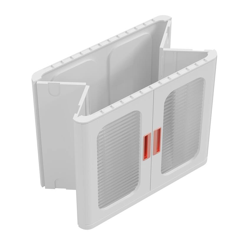 VECELO White Plastic Storage Cabinet with Wheels and Transparent Doors No Tools Assembly Required Multi-Purpose Organizer