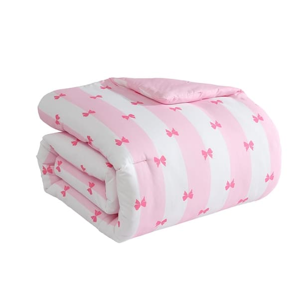 Betsey Johnson Bow Stripe Pink Bonus Bed Set