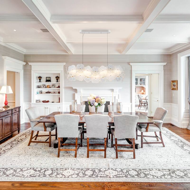 Linear LED Chandelier with Clear & Frosted Glass Petals Dimmable