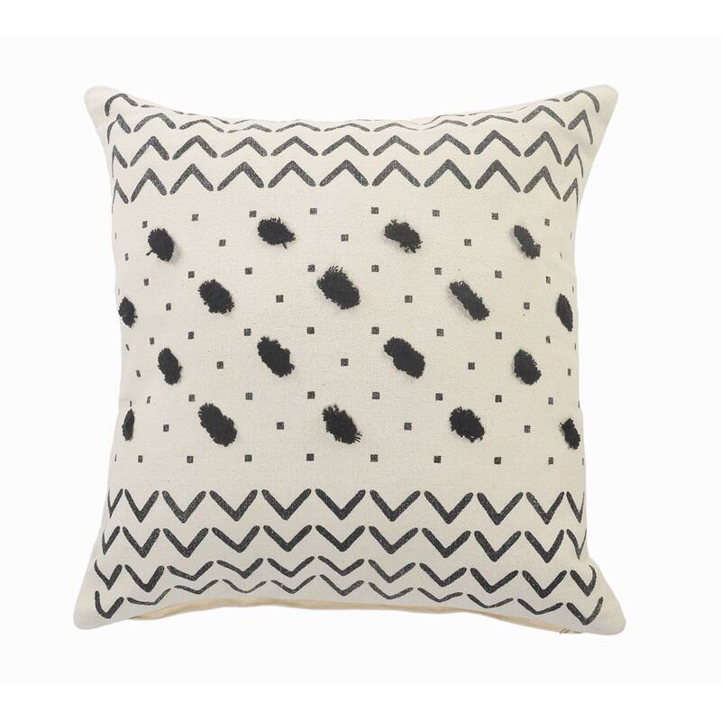 20" Black and Cream White Chevron Square Throw Pillow