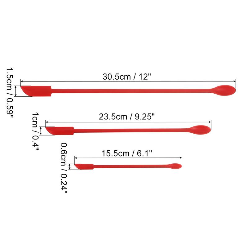 8pcs Silicone Spatula Cosmetic Spoon Makeup Brush Deep Bottle Scraper - Red