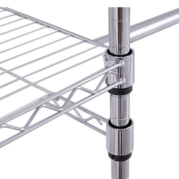 Shop Gymax Expandable Closet Organizer Free Standing Clothes Hanger Rack Shelves Heavy Duty Metal Color Overstock 22985092