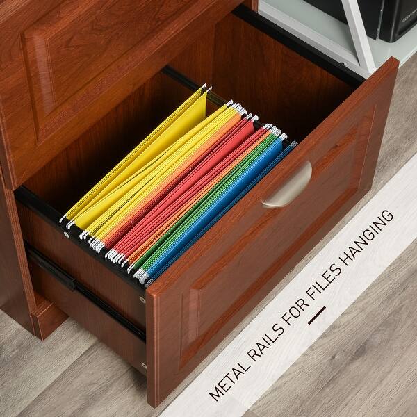 Homcom Wood 2 Drawer Lateral File Cabinet Organizer With File Hooks And Spacious Tabletop Display For Home Office Overstock 32756478