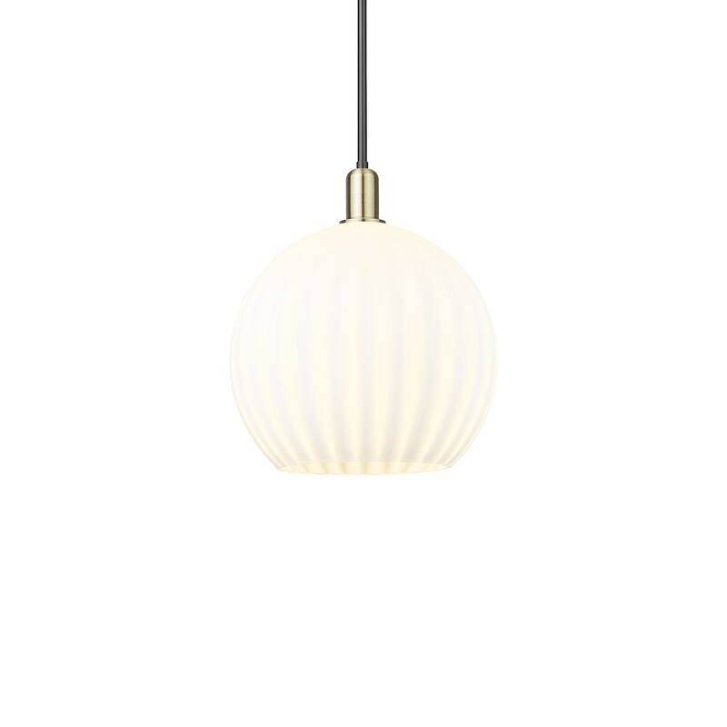 Innovations Lighting 716-1S-18-14 White Venetian Pendant White - Black Antique Brass / White Venetian