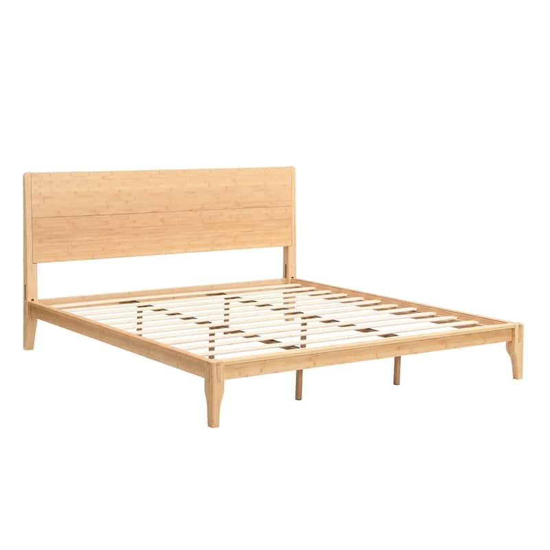 Mid-Century Modern Wood Platform Bed Frame