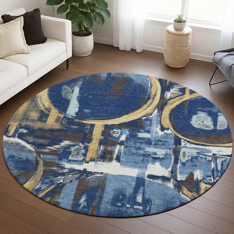 Machine Washable Indoor/ Outdoor Modern Erie Chantille Rug