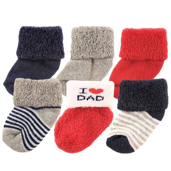 slide 1 of 1, Luvable Friends Baby Boy Newborn and Baby Socks Set, Navy Dad, 0-3 Months - Navy Dad 0-3 Months - Navy Dad