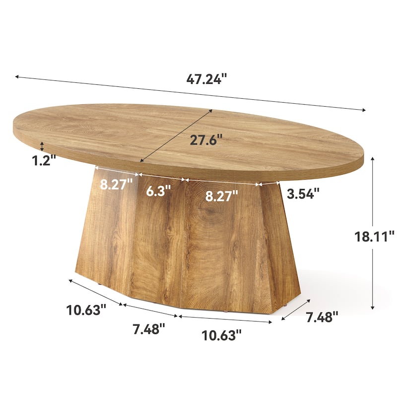 47-Inches Unique Oval Coffee Table