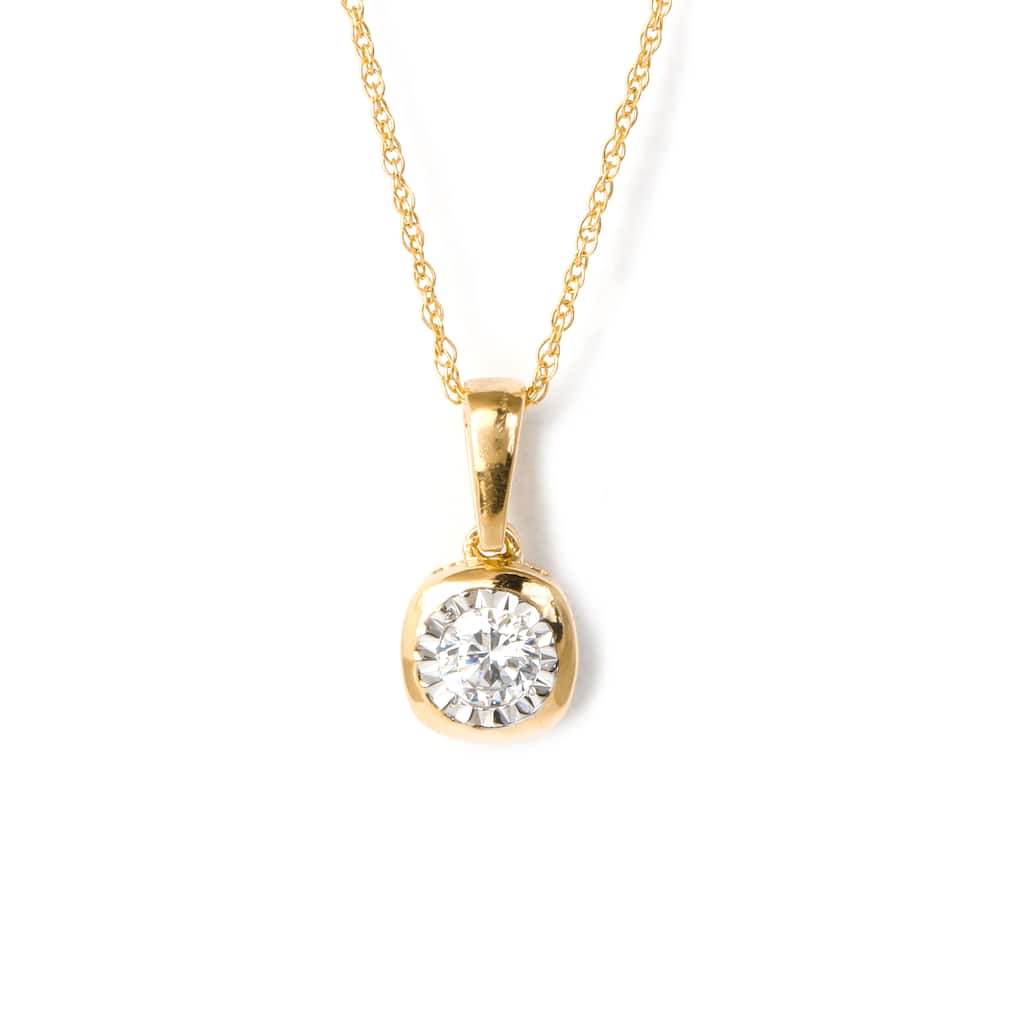 10K Gold 1/6ct TDW Diamond Solitaire Pendant Necklace for Women