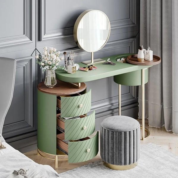 green emerald velvet dress Amazon.com: Vanity Chair for Makeup Room - Makeup Chairs Stool with  Backrest Vanity Stool Makeup Vanity Chair for Bedroom main image 0