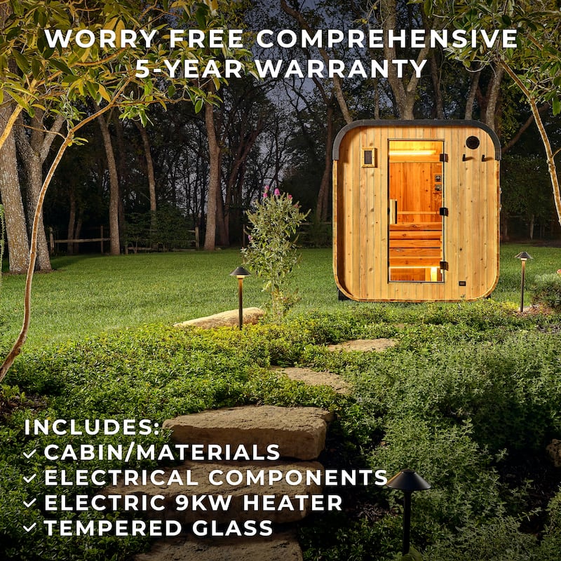 Backyard Discovery Lennon 4-6 Person Outdoor Cube Sauna, 9kW Heater