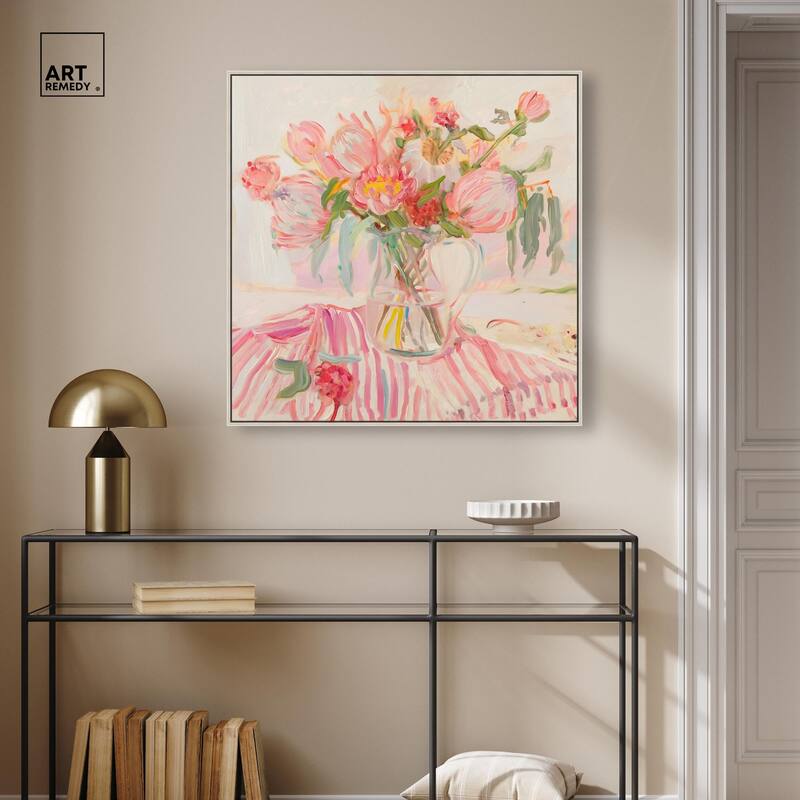 Candy Stripe Bloom Canvas by Art Remedy