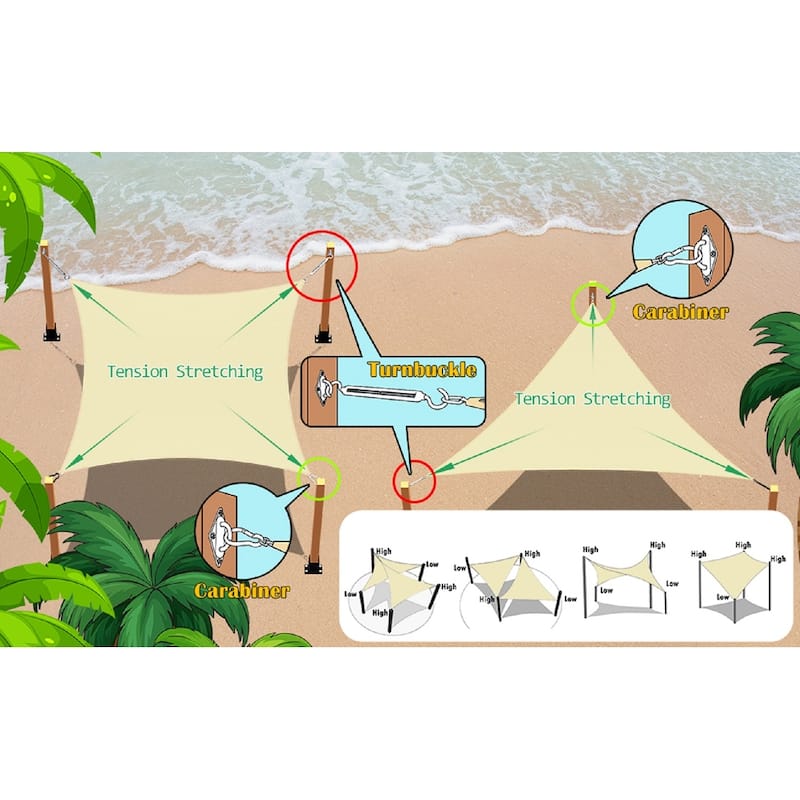 ColourTreeUSA Triangle Sun Shade Sail Canopy Hardware Installation Kit