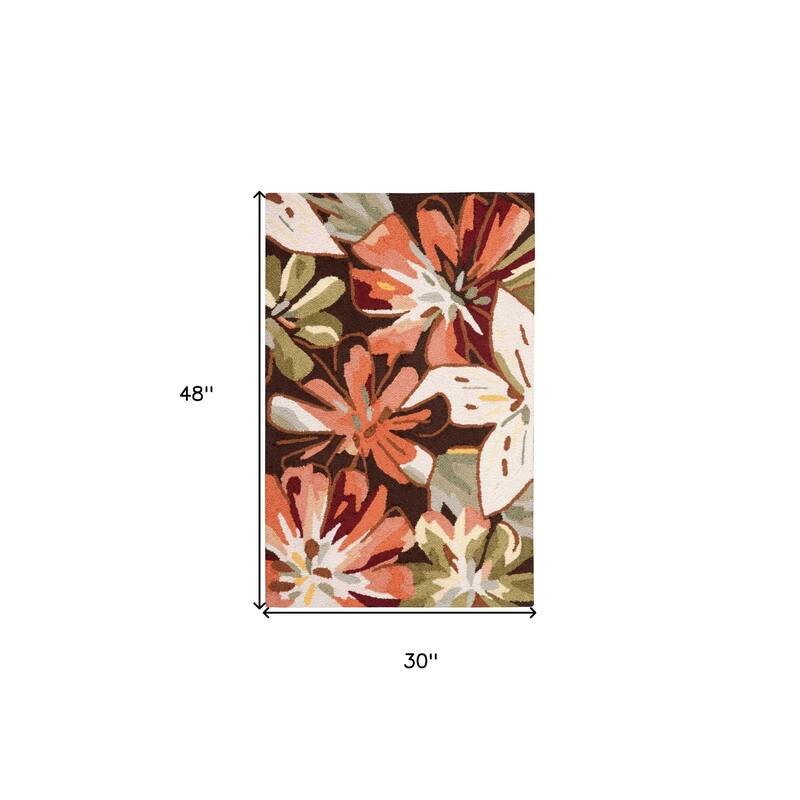 Gehul Floral Traditional Stain Resistant Area Rug By HomeRoots - 48' X '30' X '0.25