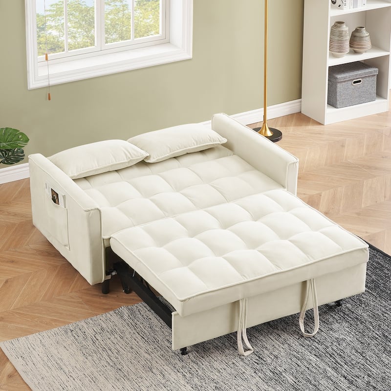 55" 3-in-1 Double Pull-Out Sofa Bed for Living Room