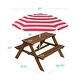 preview thumbnail 10 of 8, Kids Wooden Outdoor Picnic Table w/ Adjustable Umbrella, Built-In Seat
