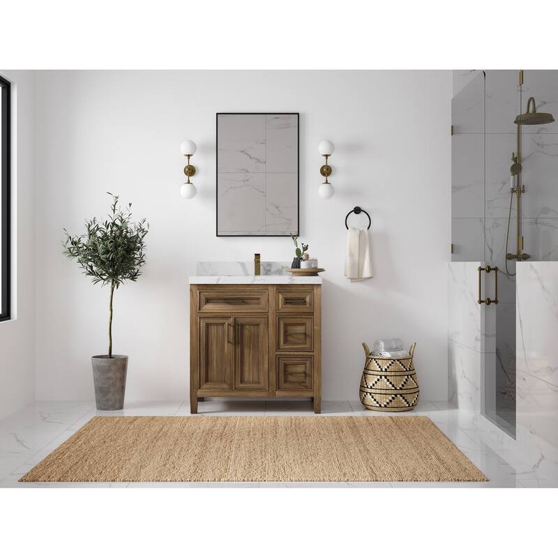 Willow Collections 36 in. W x 22 in. D Santa Monica Teak Bathroom Vanity Center with Countertop