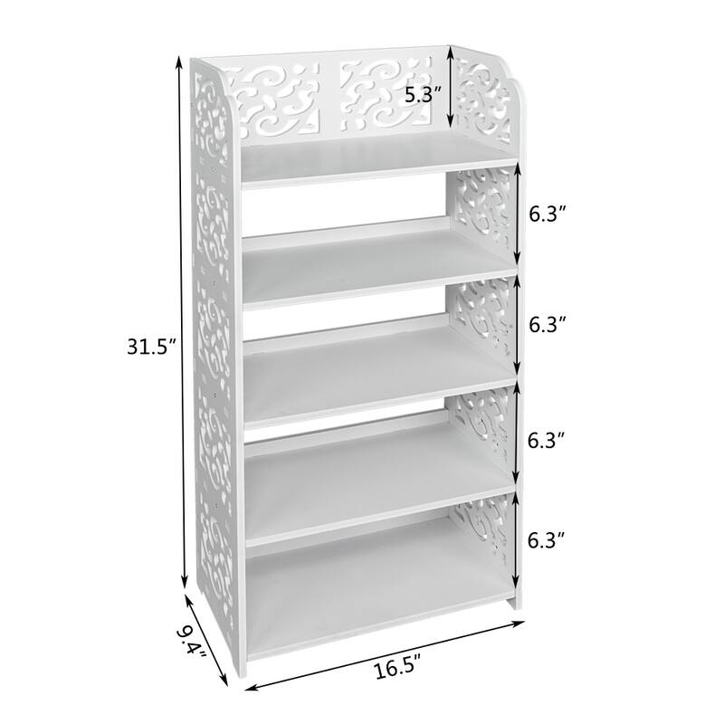 5/6-Tiers Wood-plastic Board Five Tiers Carved Shoe Rack