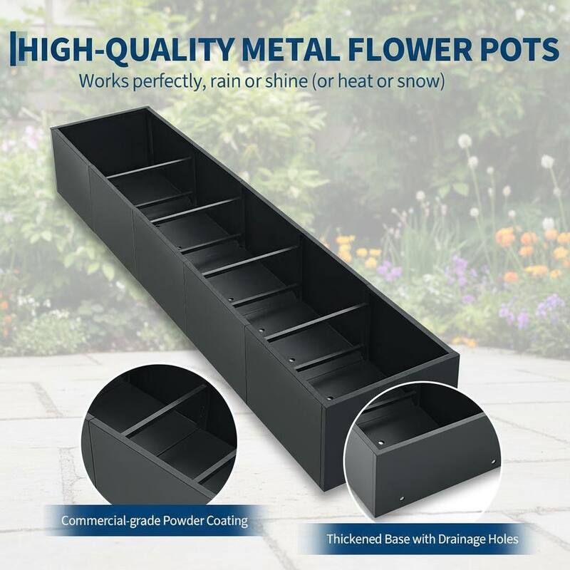 Metal Planter Box for Outdoor Plants, with Drainage Holes