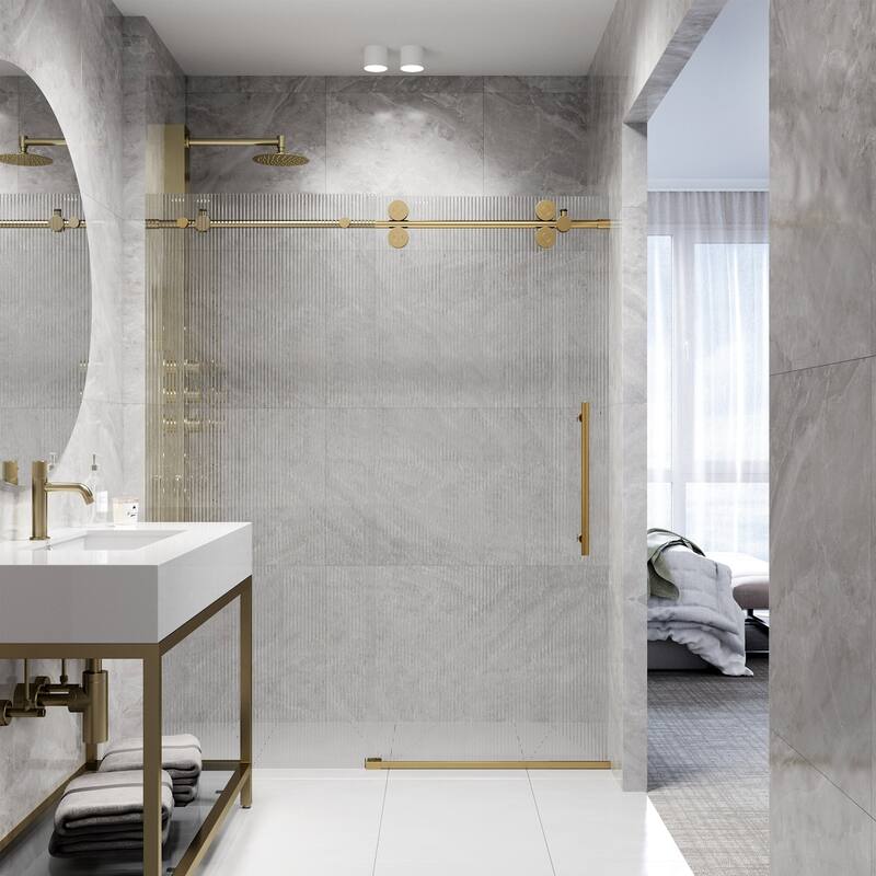 VIGO Elan 56" to 60" W x 74" H Frameless Sliding Shower Door