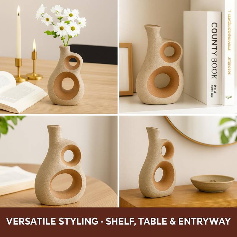 Aria Home Brown Ancient Elegance Ceramic Vases Decorative Set of 2